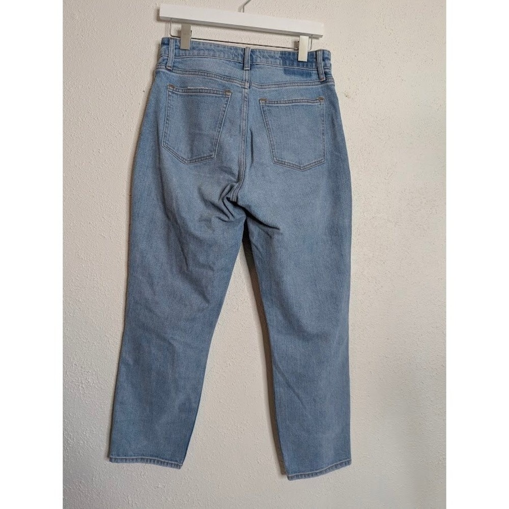 Abercrombie & Fitch 90s The Mom High Rise Straight Jeans Blue Distressed 28 6R - Picture 2 of 5